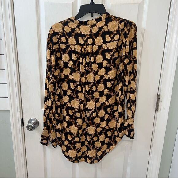 Free People Mia Floral Tie Neck Tunic Top w Long Sleeves & flowy Relaxed fit- XS - Picture 12 of 14